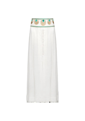 Natasha Et Vanessa Alia embroidered-waistband long skirt - White