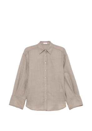 Brunello Cucinelli Monili-trim button-fastening shirt - Neutrals