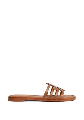 Tommy Hilfiger logo-plaque flat sandals - Brown