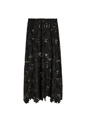 SOLAQUA Margaux floral-lace A-line skirt - Black