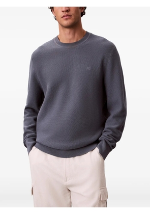 Calvin Klein waffle-knit logo-embroidered sweater - Grey