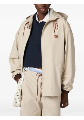 Miu Miu single-breasted panama cotton caban jacket - Neutrals
