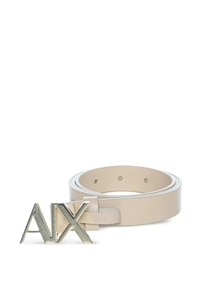 Armani Exchange logo-plaque leather belt - Neutrals