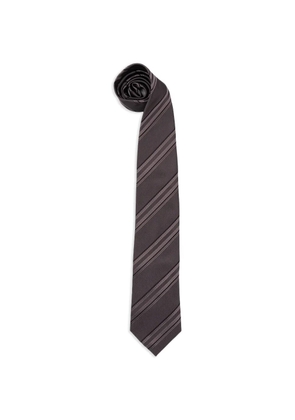 Brunello Cucinelli diagonal-stripe silk tie - Grey
