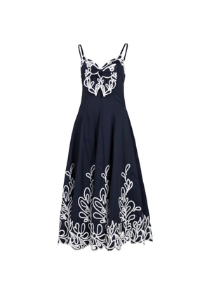 Cinq A Sept Paisley Bloom embroidered bow-detail midi dress - Blue