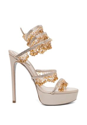 René Caovilla 130mm crystal-embellished sandals - Neutrals