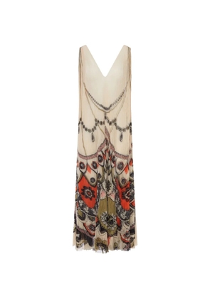 La DoubleJ ornamental-print pleated maxi dress - Neutrals