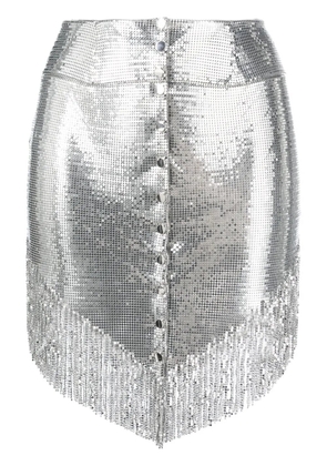Rabanne buttoned fringed miniskirt - Silver