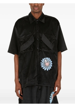 Garbage Tv appliqué pocket shirt - Black