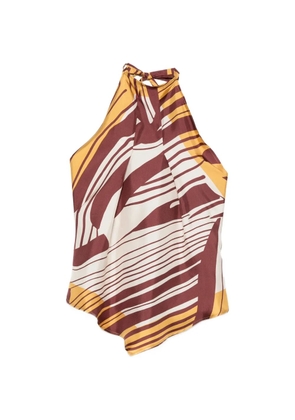 Raquel Diniz Lea abstract-print halterneck top - Brown