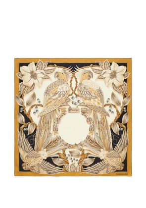 Ferragamo Parrots-print silk foulard - Neutrals