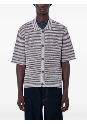 ACHM Flush striped-knit short-sleeve shirt - Grey
