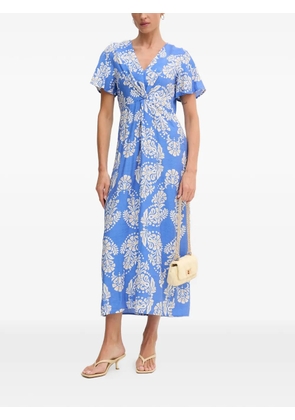 Lola Casademunt damask-print twist-detail midi dress - Blue
