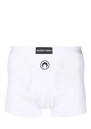 Marine Serre logo-embroidered fine-ribbed boxers - White