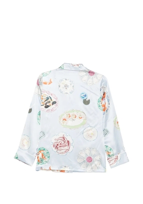 Olivia von Halle graphic-print silk pajamas - Blue