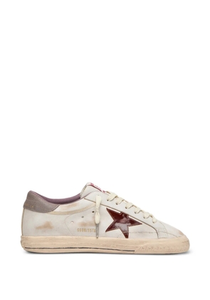 Golden Goose Super-Star in white leather with burgundy laminated leather star sneakers