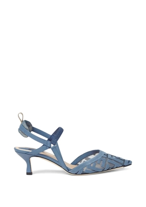FENDI Colibrì Lite FF-embroidered heeled pumps - Blue