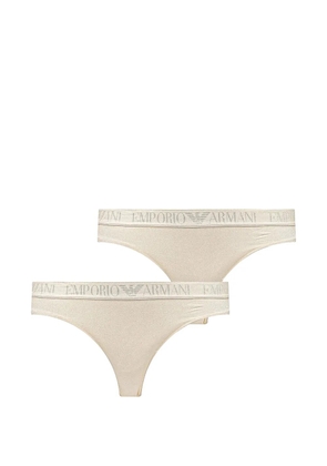 Armani Exchange logo-waistband thongs - Neutrals
