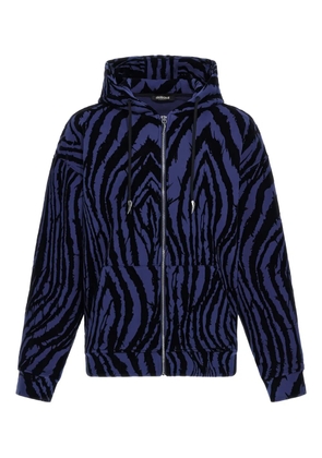 Roberto Cavalli print zip-up hoodie - Blue