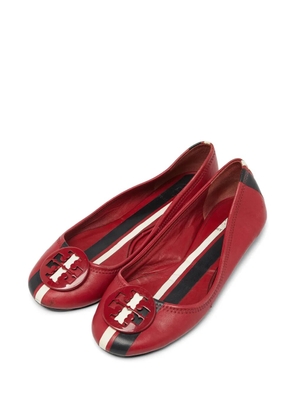 Tory Burch logo-plaque ballet flats - Red