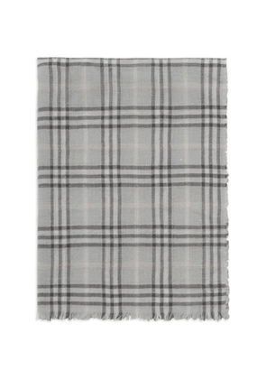 Burberry wide embellished Check wool-silk-blend scarf - Grey