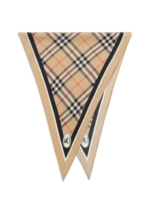Burberry Check Knight-stamp silk scarf - Neutrals