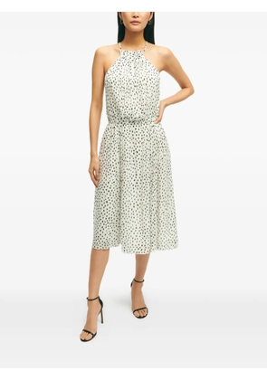 Brooks Brothers dot-print halterneck midi dress - White