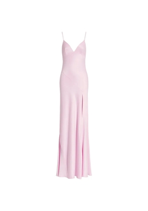 Alberta Ferretti satin-finish slit-detail maxi dress - Pink