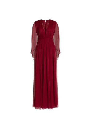 Alberta Ferretti V-neck cape silk dress - Red
