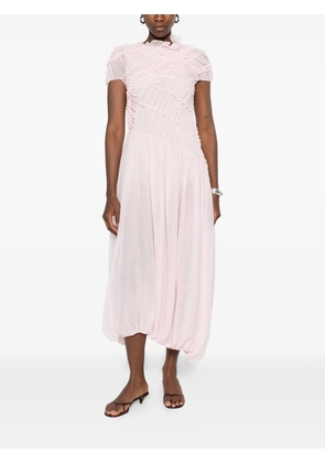 Magda Butrym ruched ruffled-trim midi dress - Pink