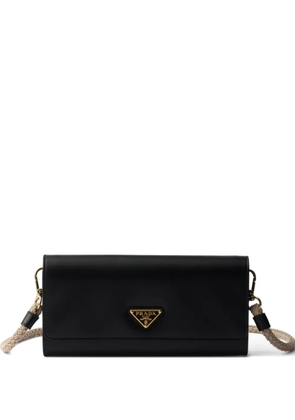 Prada leather wallet with shoulder strap - Black