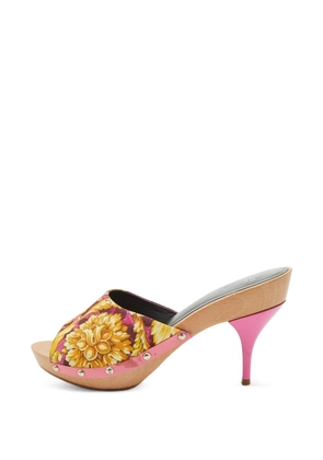 Versace Pre-Owned floral-print platform slip-on clogs - Pink