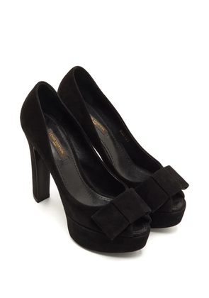 Louis Vuitton Pre-Owned bow-detail peep-toe platform pumps - Black
