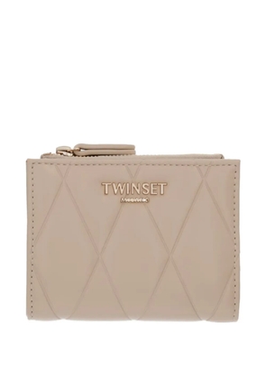 TWINSET diamond-quilted logo-plaque wallet - Neutrals