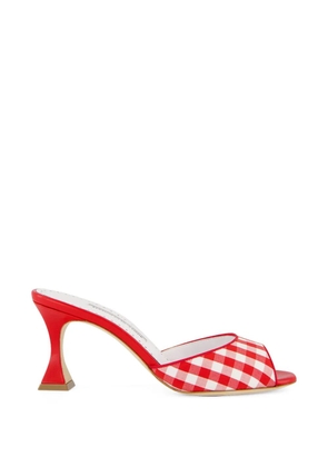 Manolo Blahnik Jadara cotton gingham mules - Red