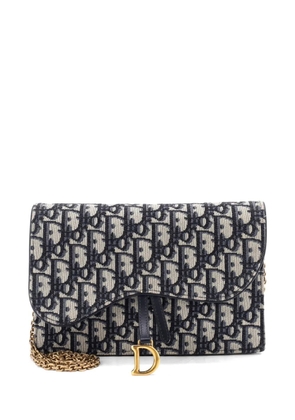 Christian Dior Pre-Owned Saddle Chain Oblique Canvas clutch bag - Blue