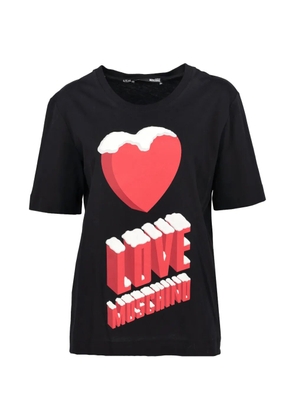 Love Moschino logo-print heart-motif T-shirt - Black