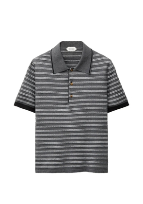 Versace jacquard cotton-blend knit polo - Grey