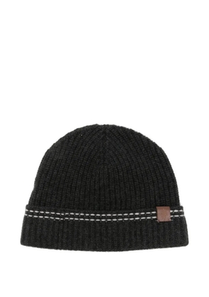 Eleventy ribbed-knit striped beanie hat - Grey