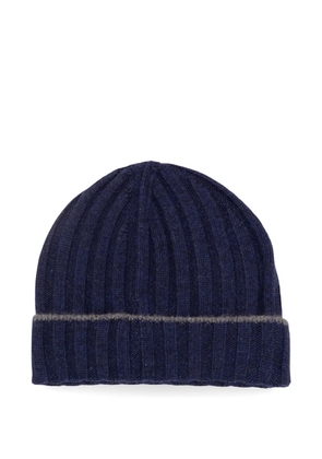 Brunello Cucinelli ribbed-knit cashmere beanie hat - Blue