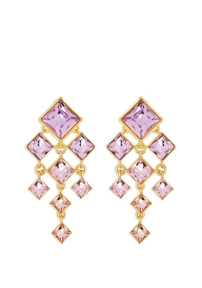 Oscar de la Renta square-cut rhinestone chandelier clip-on earrings - Gold