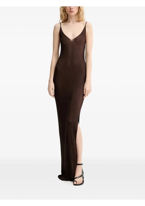Gestuz GZsilvi ribbed-knit side-slit maxi dress - Brown