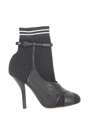 Fendi Pre-Owned striped sock ankle boots - Black
