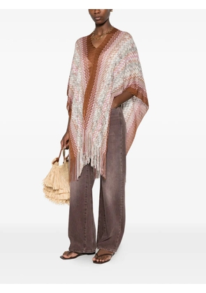 Missoni fringed-hem poncho - Brown