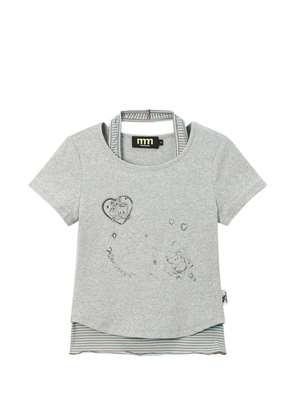 Mini Cream graphic-print layered T-shirt - Grey