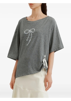 b+ab bow-print lace-up T-shirt - Grey