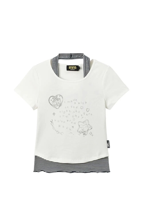 Mini Cream graphic-print layered T-shirt - White