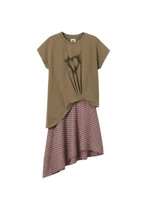 b+ab heart-print asymmetric mini dress - Green