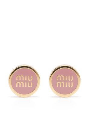 Miu Miu logo-embossed stud earrings - Gold