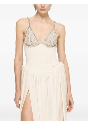 NISSA crystal-embellished draped maxi dress - Neutrals